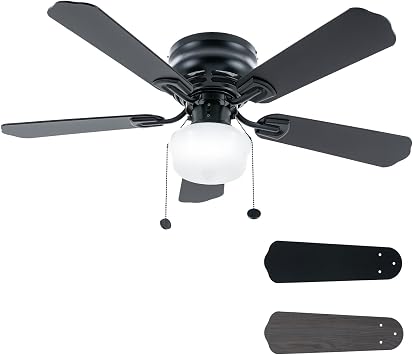 42 Inch Flush Mount Traditional Ceiling Fan with Light,Pull Chain | Easy Installation,Reversible Motor,3CCT LED,20dB Quiet,Classic,