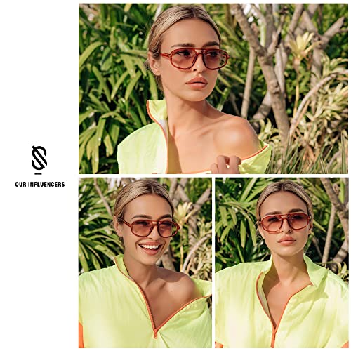 Sojos Aviator Sunglasses For Women & Men, Retro, Double Bridge, Trendy Lightweight, 90S Shades (Sj2247, Black Brown) #TOP4