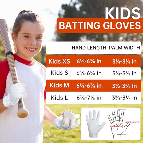 Image of HANDLANDY Baseball Batting Gloves for Adult Youth, Grip Breathable Softball Batting Gloves Fit Men Kids Boys Girls
