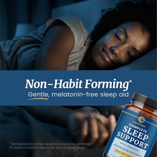Image of Complete Sleep Support | Myo Inositol + Magnesium Glycinate | Restful Sleep & Relaxation Support | 1100MG Complex | Melatonin-Free, Non-GMO | Inositol Supplement with Magnesium-Glycinate | 60 Ct