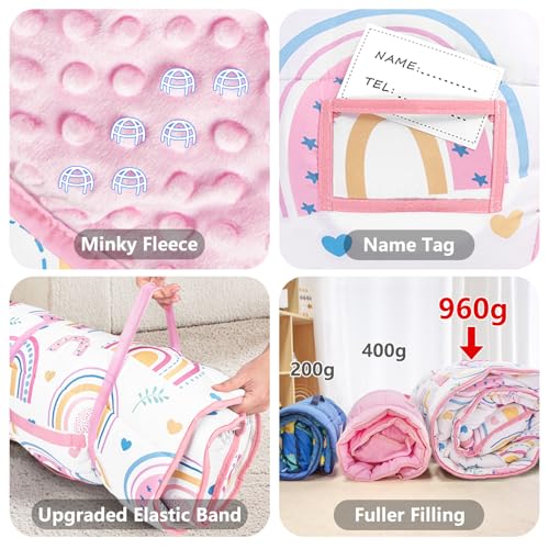 Image of Primlect Toddler Nap Mat Extra Large Thickened 55''x35'', Soft Sleeping Bag with Detachable Minky Blanket and Pillow, Portable for Daycare, Preschool, Kindergarten, Travel, Boys and Girls