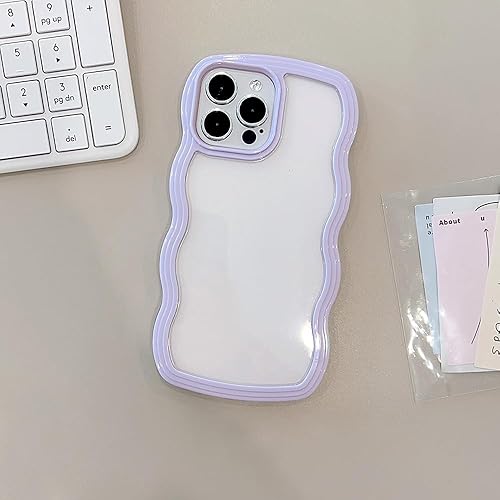 Miniatura 7 de Funda con marco ondulado rizado para iPhone 15 Pro Max de 6.7 pulgadas, bonito patrón de forma de onda 2 en 1, a prueba de golpes, transparente,