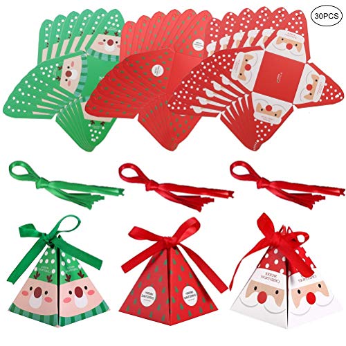 kuou 30 Cajas de Caramelos de Navidad, Papá Noel, Reno, árbol de Navidad, Regalos, Cajas de Regalo para Navidad, Fiestas, Cupcakes, Navidad, etc.