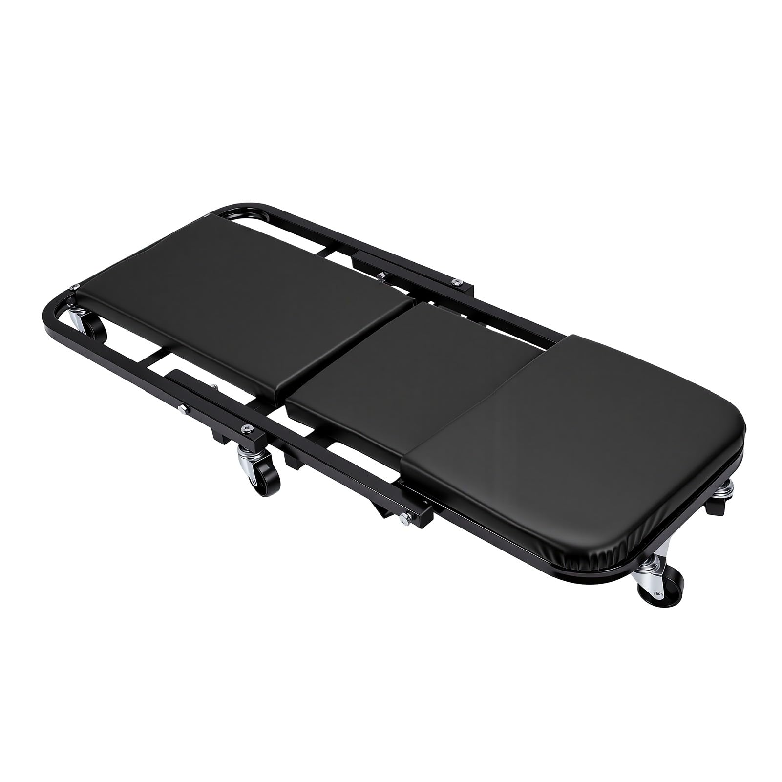 aqxreight Camilla Mecánica con Ruedas, Asiento Rodante Plegable de Perfil bajo 3 en 1 con 6 Ruedas Giratorias 360 Grados, for Reparación Debajo del Coche (Black)