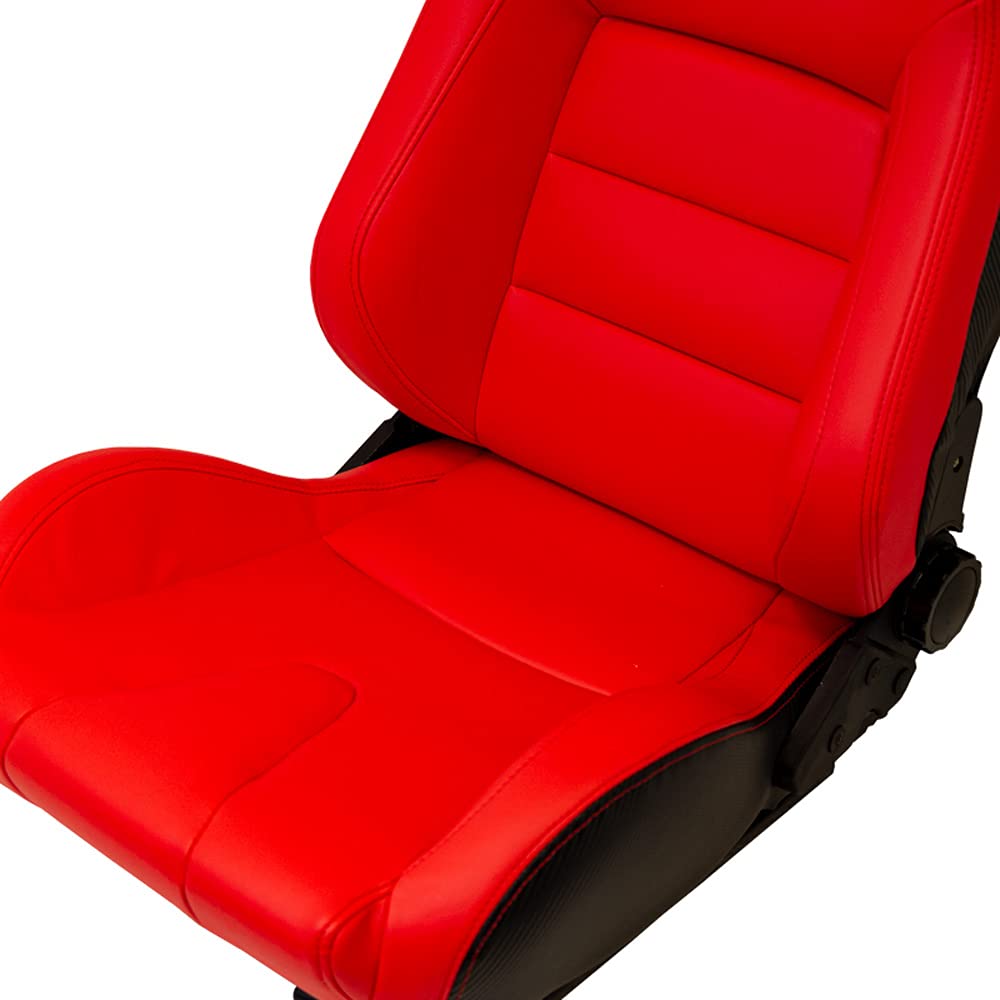AutoStyle Siège baquet 'RK' - Rouge Simili Cuir - Dossier réglable - incl. glissières