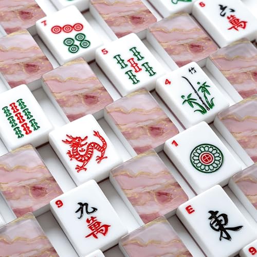 Set de Mahjong Americano con 166 fichas rosa miniatura 4