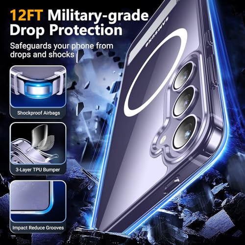 Image of SPIDERCASE Magnetic for Samsung Galaxy S24 Case, [3 Stand Ways][ Military Grade Drop Protection] with Invisible Stand Shockproof Slim Case for Samsung Galaxy S24 6.2 inch, Clear