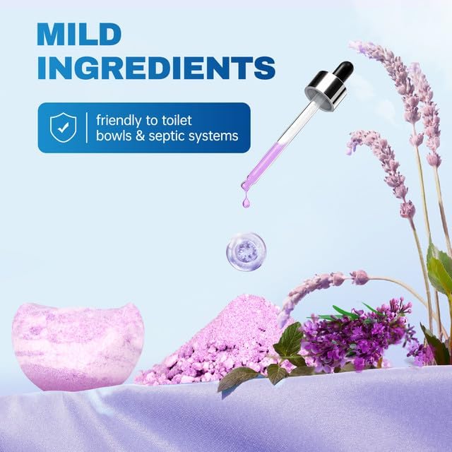 Miniatura 6 de Vacplus Limpiadores de inodoro, paquete de 12 tabletas limpiadoras de inodoro con aromas de lavanda, bombas limpiadoras de inodoros gaseosas y