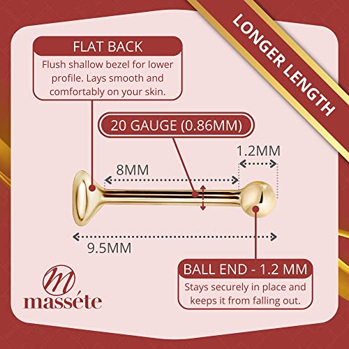 Massete 14K Gold Nose Ring With Simulated Diamond Stud Piercing Body Bezel Set Micro Yellow #TOP1