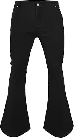 Botten 70s Disco Pants Mens Bell Bottom Jeans Pants 60s Vintage Denim | 70s Disco Party Trousers | Stretchy, High Waisted, Retro Stylish, Flared Pants, 70s Theme Clothing, Halloween Costume