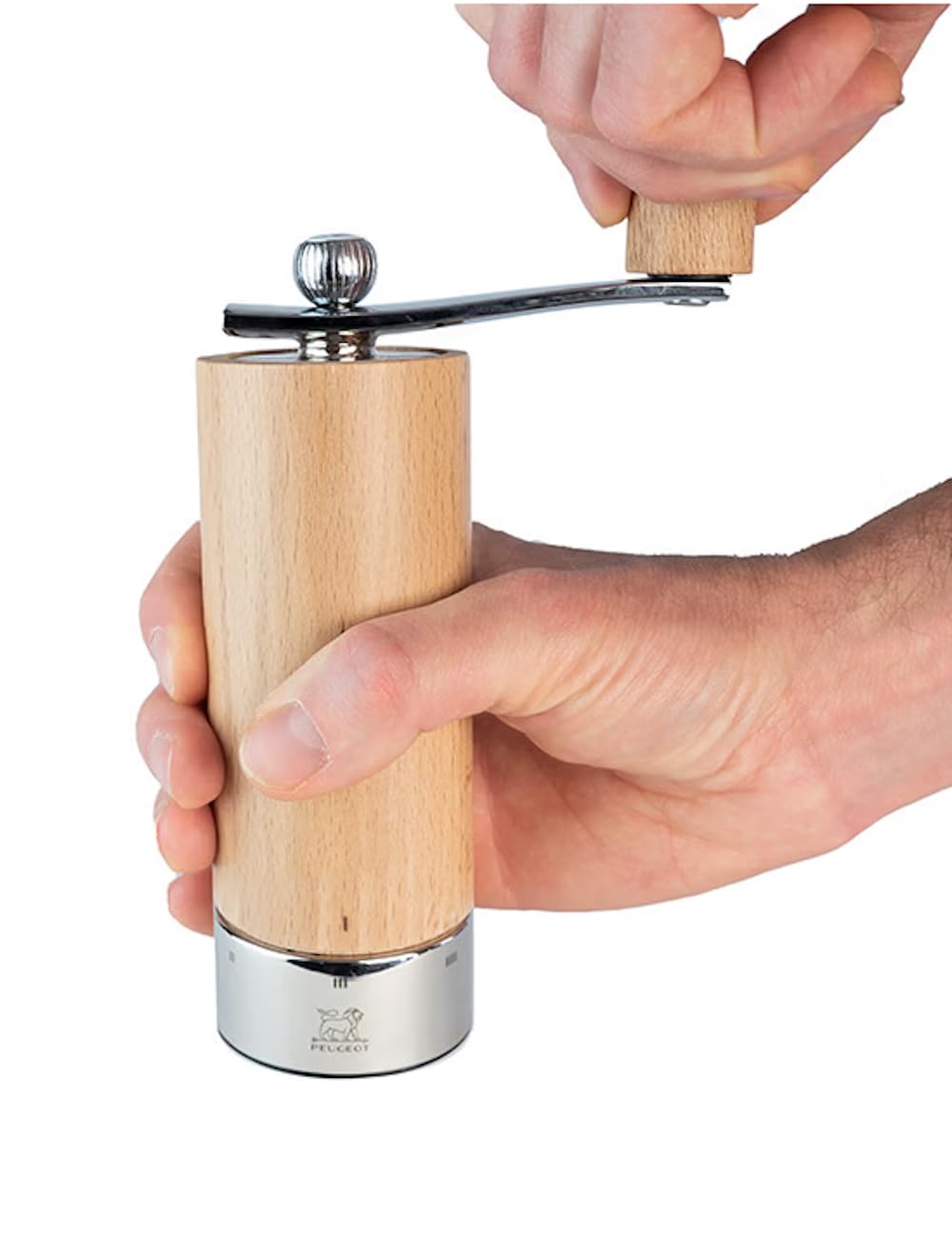 PEUGEOT - Moulin à Sel Isen u'Select 18 cm - 6 Réglages De Moutures Prédéfinies - Innovation Sel Glace, Mécanisme Zirlion - En Bois de Hêtre Naturel PEFC et Inox - Fabrication Française