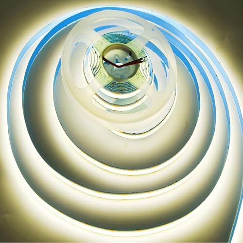 Image of COB Strip Lights,DC12V 16.4ft /5m Super Bright Dimmable 52800LM LED Light Strips, Non-Waterproof 2640 LEDs Ribbon Light, More Evener Lighting Than SMD Strip Lights (Natural White 4500K)