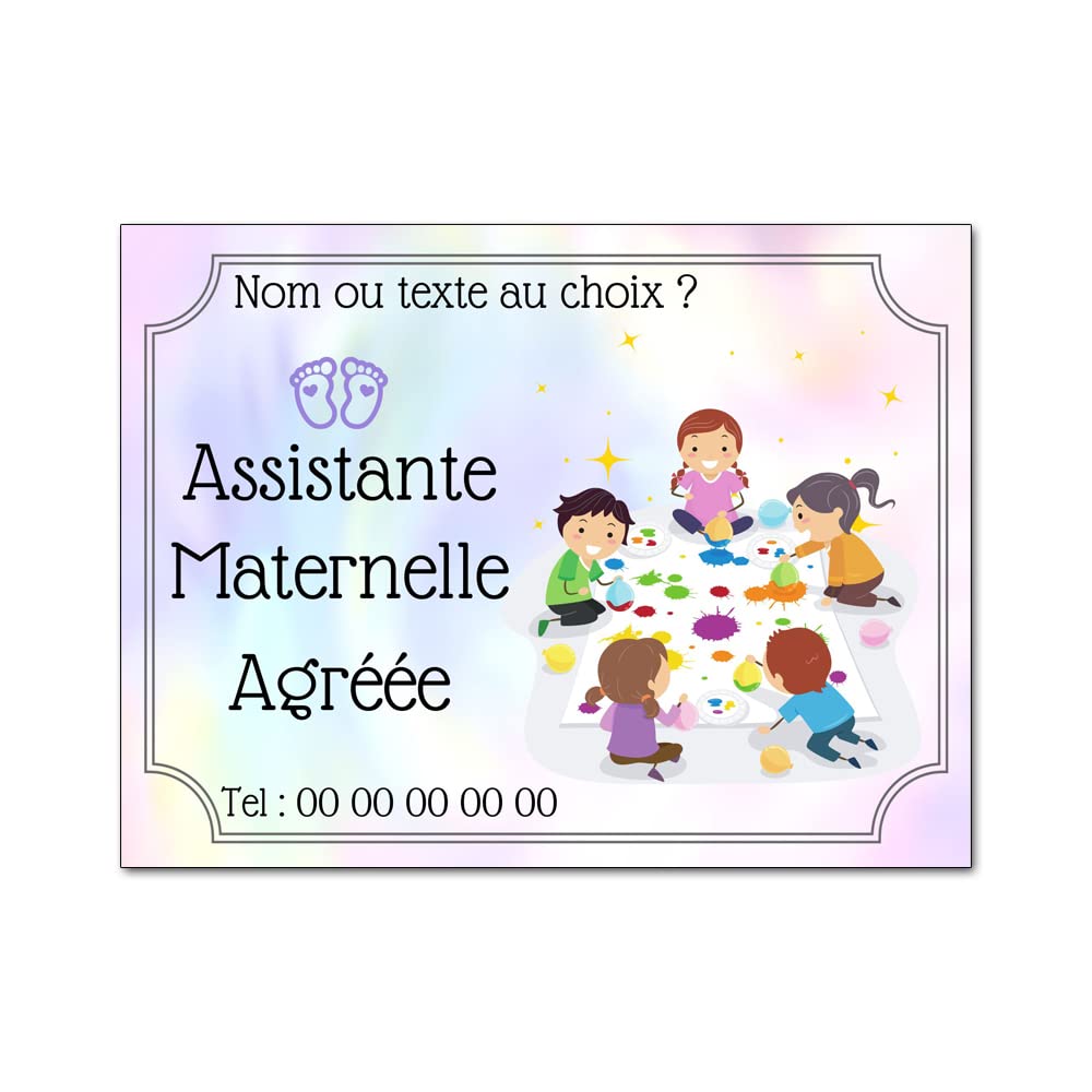 Plaque assistante maternelle agréée panneau de porte nounou nourrice 15x20cm groupe enfants