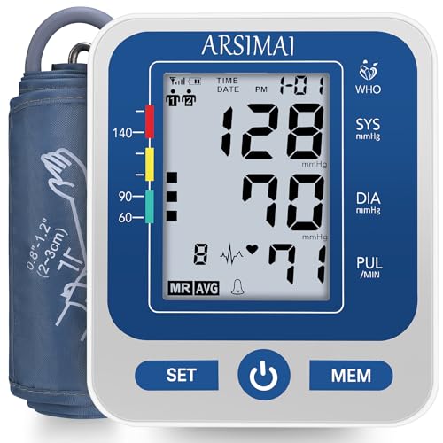 ARSIMAI Blutdruckmessgerät für den Heimgebrauch, Automatisches Oberarm-Blutdruckmessgerät mit...
