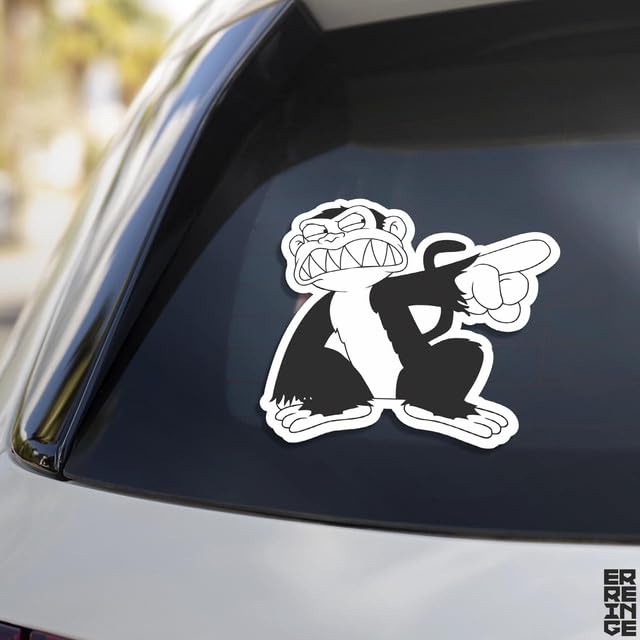 ERREINGE - Adesivo 10 cm SCIMMIA - Sticker PVC | Decal compatibile per Auto, Moto, Scooter, Casco, Laptop, Camper, Cofano, Bici