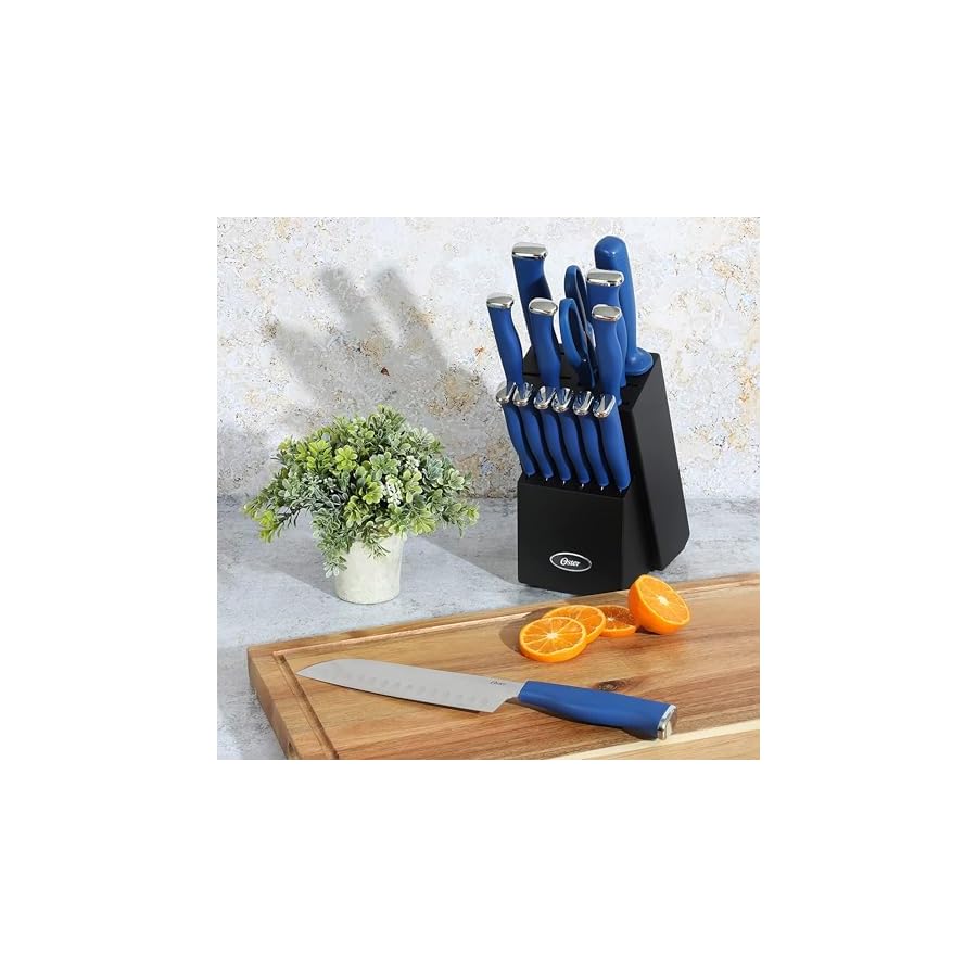 Oster-Langmore-15-Piece-Stainless-Steel-Cutlery-Knife-Block-Set-WBlack-Box--Classic-Blue-Handles Oster Langmore 15 Piece Stainless Steel Cutlery Knife Block Set W/Black Box – Classic Blue Handles