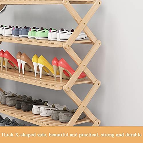 Foldable 5Tier Bamboo Shoe Rack for Entryway SpaceSaving Shoe Storage 50x25x91cm (20x10x36inch) Stylish Organizer for Home