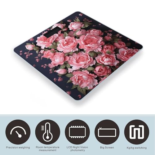 Báscula digital Peony Flowers para baño 26x26 cm vidrio templado miniatura 3
