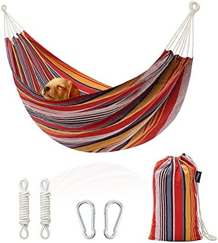 ROOITY Patio Hammock Double Hammocks with Portable Carrying Bag,Soft Woven Fabric, Up to 450 Lbs Hanging for Trees,Garden,Backyard,Porch,Outdoor and Indoor XXX-Large Stripe