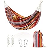 ROOITY Patio Hammock Double Hammocks with Portable Carrying Bag,Soft Woven Fabric, Up to 450 Lbs Han