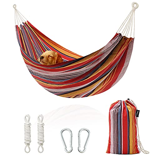 Rooity Patio Hammock Double Hammocks With Portable Carrying Bag,Soft Woven Fabric, Up To 450 Lbs Hanging For Trees,Garden,Backyard,Porch,Outdoor And Indoor Xxx-Large Stripe #TOP4