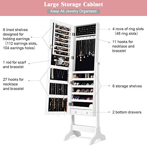 Giantex Lockable Jewelry Armoire with Full Length Mirror #TOP21