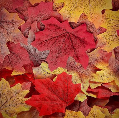 Autumn Leaves,300 Pcs Artificial Autumn Maple Leaves - Mixed 6 Fall Colored Leaf Autumn Table Scatters for Weddings, Autumn Parties,Autumn Decorations,Art Scrapbooking,Thanksgiving Day Halloween - Image 6