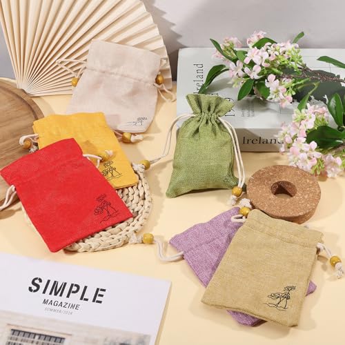Bolsas de tela para joyería de 5.5x3.9 pulgadas, pack de 24 saquitos decorativos con cordón 5