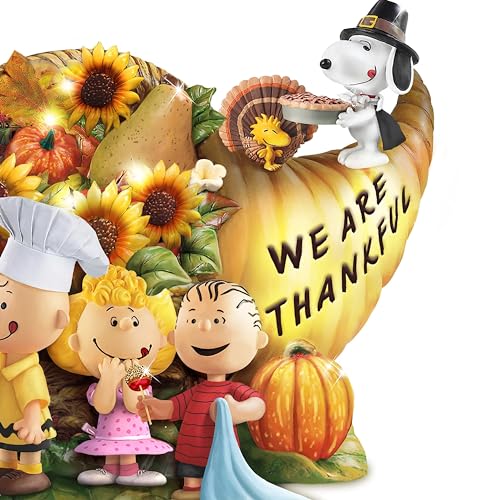 The Bradford Exchange 133605001 Peanuts Give Thanks Illuminated Cornucopia Sculpture thumb #2