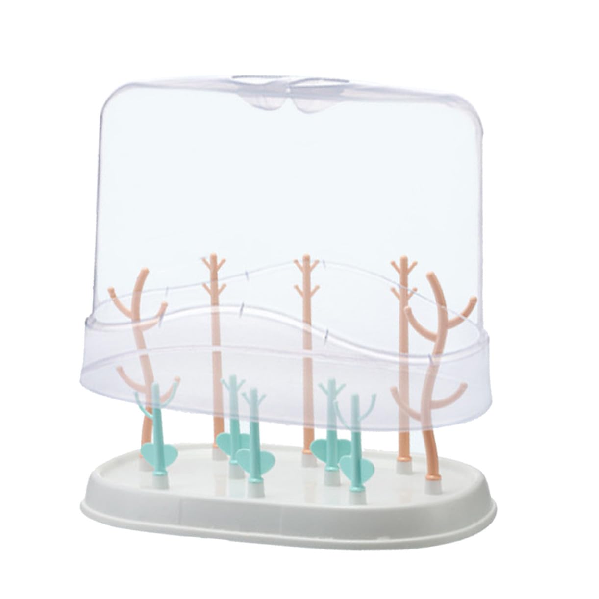 POPETPOP Séchoir à Biberons et Base en PP Antidérapante avec Couvercle de Branches Multifonction Support de Séchage Pratique pour Mamans pour Biberons et Gobelets