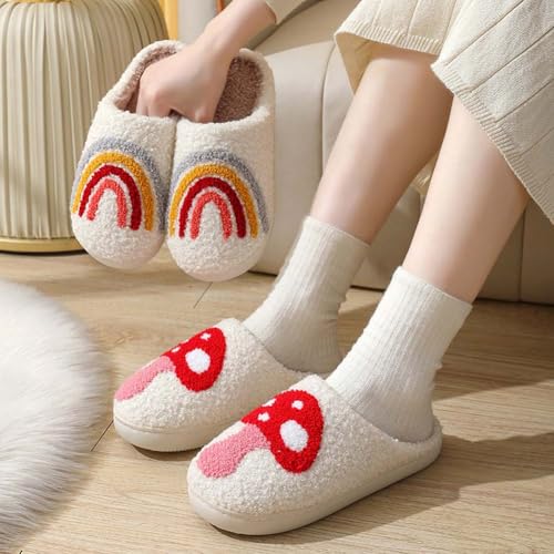 Slippers for Women Fuzzy Plush Anti - Skid Slip-ons Indoor Outdoor House Shoes with Halloween Christmas Birthday Fun Patterns 6
