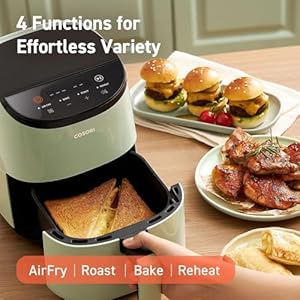 COSORI Air Fryer 2.1 Qt, 4-in-1 Small Mini Airfryer, Bake, Roast, Reheat, 97% Less Oil, Compact & Quiet, Nonstick & Dishwasher Safe Basket, 30 In-App Recipes with Nutrition Facts, Auto-Shut Off, Green COSORI Air Fryer 21 Qt 4 in 1 Small Mini Airfryer Bake Roast Reheat 97 Less Oil Compact Quiet Nonstick Dishwasher Safe Basket 30 In App Recipes with Nutrition Facts Auto Shut Off Green