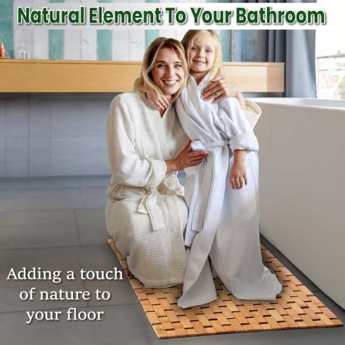 Natürlicher Bambus-Holz-Badvorleger, Türmatte und Küchenteppich, vielseitig verwendbar für Badezimmer, Sauna, Badewanne… – Ansicht 6