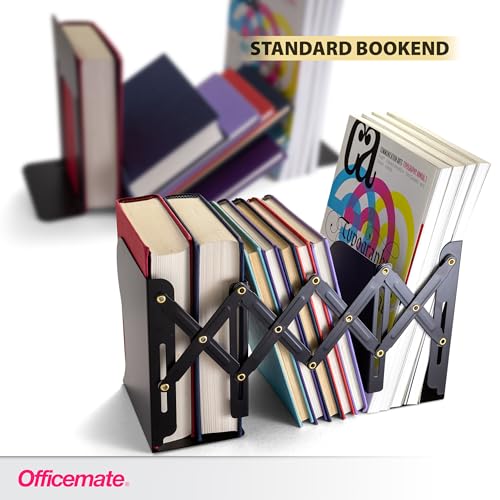 Officemate Adjustable Bookends, Expandable 4"-18", Black - Image 4