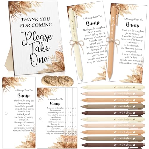 Sintuff 50 Set Baby Shower Favors for Guest 1 Thank You for Coming Sign 50 Ballpoint Pens 50 Thank You Cards with Twine Fall Baby Shower Return Gifts...
