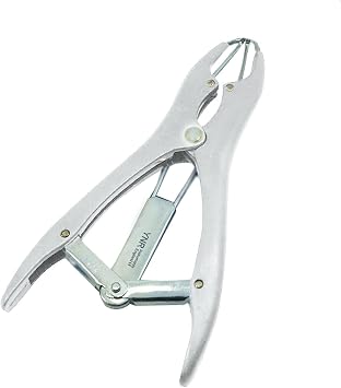 Professional Livestock Elastrator & Multi-Purpose Applicator Tool with 100 Rings   Heavy Duty Balloon Neck Opener Pliers for DIY, Craft, Farming Cattle, Sheep, Goats   Adult USE ONLY