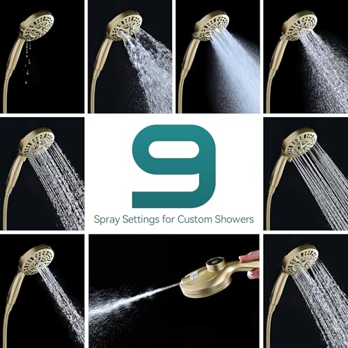 Rain Shower Head with Handheld: Foldable High Pressure Shower Heads with Handheld Spray Combo, 9 Spray Settings/Modes Hand Held Showerhead Dual Rainfall Shower Head Built-in Magnetic Docking and Jets — view 4
