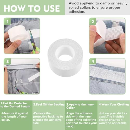 HiShutiao 2 Rolls Collar Protectors for Mens Shirts,Invisible Self-Adhesive Collar Protector Strips,Disposable Sweat Pads for Shirt Neck Liner & Hat Against Sweat Stain - Thumbnail 4