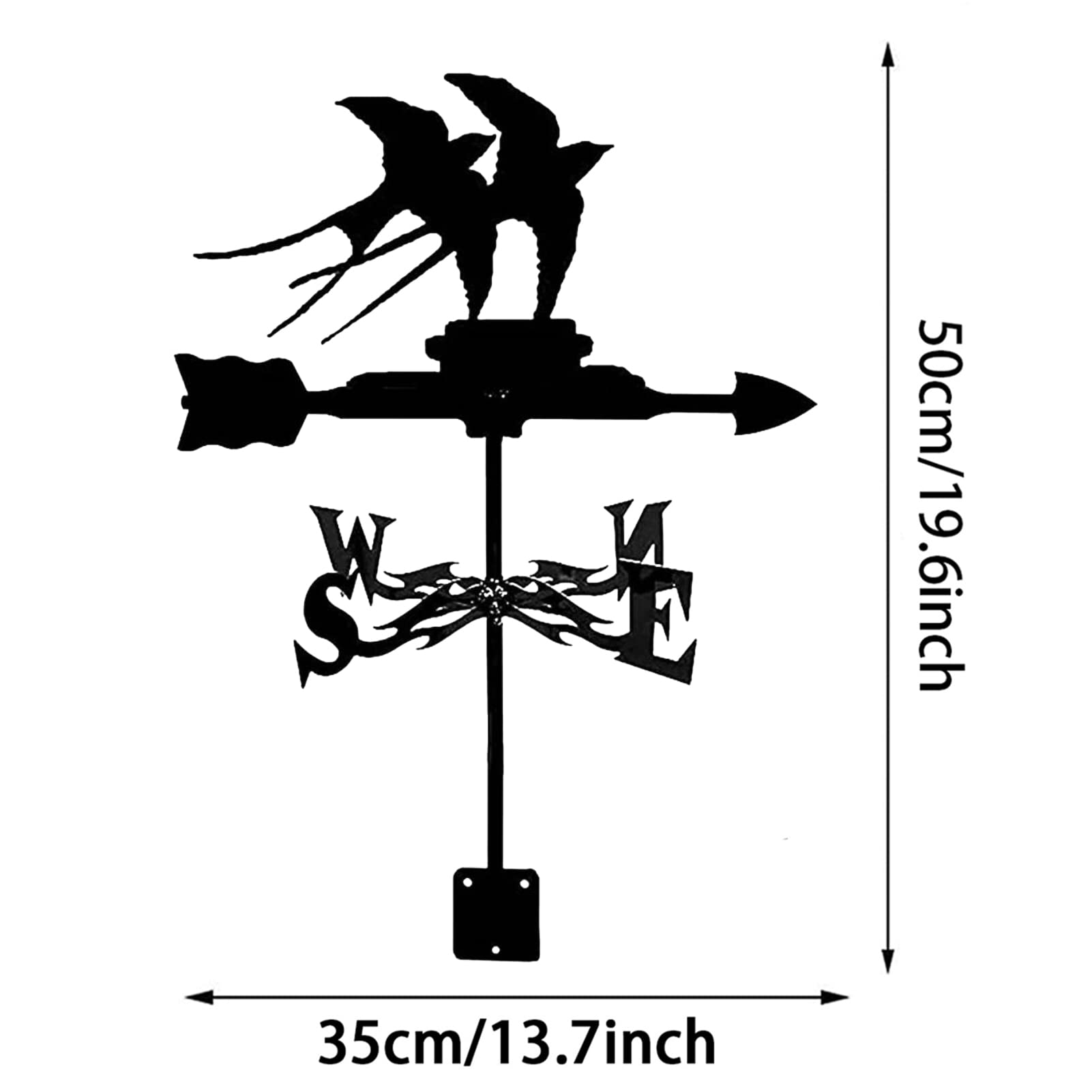 Ornement de girouette en métal Exquis Girouette Ornement d'hirondelle Girouette en métal avec Ornement de flèche Indicateur de Direction du Vent Piquet de Jardin Outil de Mesure de girouette