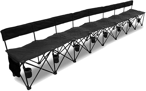 Miniatura 7 de GoTEAM! Pro - Banco plegable portátil para equipo de 6 asientos con portavasos, bancos de fútbol para equipo, bolsa de transporte incluida, sillas