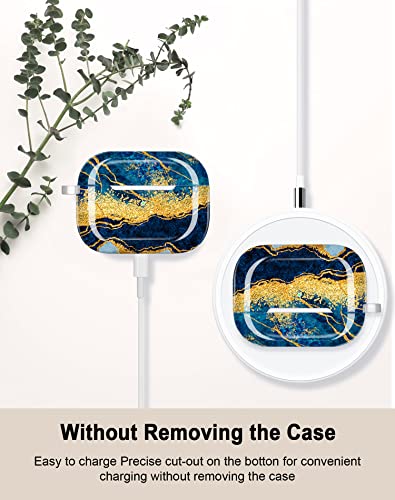 JIAXIUFEN for Airpods Pro 2nd Generation Case Cover Gold Glitter Marble Design Protective TPU Skin for Women Girl with Keychain Compatible with AirPods Pro 2019/Pro 2 Gen Case 2022 - Image 3