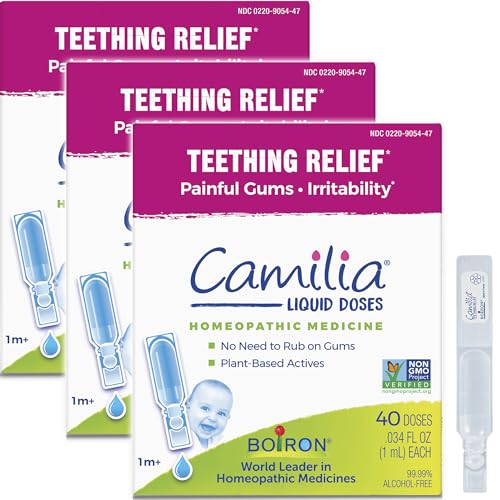 Image of Boiron Camilia Drops 40 Count (Pack of 3) Relief of Painful or Swollen Gums and Irritability in Babies - for Daytime and Nighttime - Liquid Drop for Baby