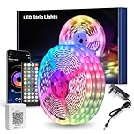 Mexllex LED Strip Lights 30m, Ultra-Long Lights Strip Music Sync Color Changing, Led Lights with App Control Remote, RGB Tape Light for Home Bedroom Party (2x15)