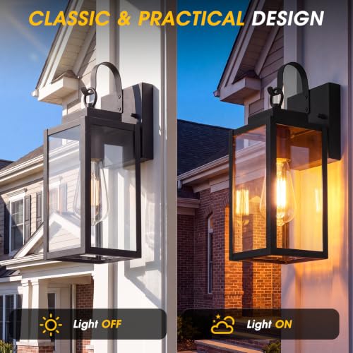 RLdream 11.8" Porch Light, Clear Glass Outdoor Wall Light, All-Metal Black - image 3