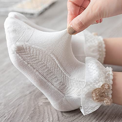 Buy 5 Pairs Toddler Ruffle Socks,kid Girl Cute Frilly Lace Cotton Ankle