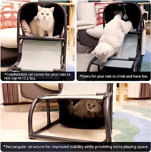 Goetland Modern Cat Tree House Condo Pet Furniture Large Cat Tower Bed Scratching Post Climber Peek Holes Dangling Toy #TOP5