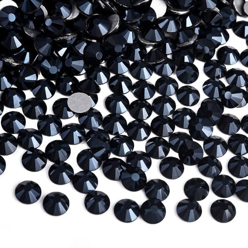 Image of 1440pcs Flat Back Crystal Rhinestones for Nail Art Crafts Bedazzling Kit Diamonds Set Clear Rhinestones for Clothes 0.14 inch 3.8mm SS16 Jet Black Shine
