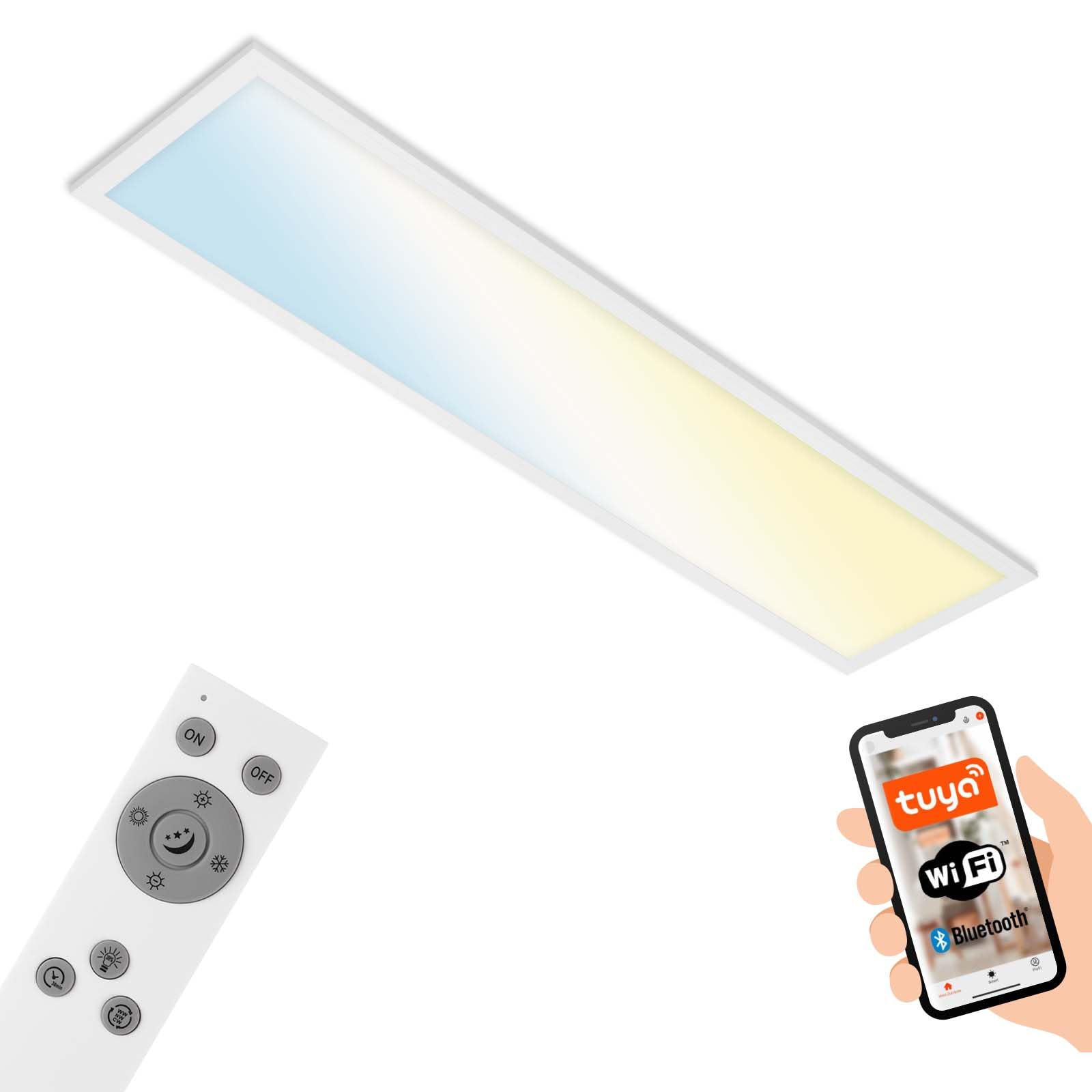 BRILONER LED Deckenlampe flach Smart Home - einstellbar von warmweiß bis kaltweiß für Wohn- und Schlafzimmer - 100x25x6,