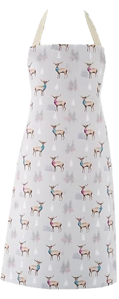 Cooksmart Women's Multicolour British Designed Christmas Apron | Aprons For & Men | Christmas Cooking Apron For All Types Of Kitchens | Apron For & Men - Christmas Stag (Pvc)