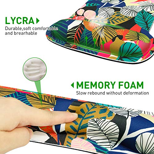 Mouse Pad with Wrist Support Ergonomic Gel, Keyboard Wrist Rest for Computer Keyboard with Raised Memory Foam for Desktop/Laptop/Notebook, Red Black Floral - Thumbnail 3